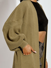 Balloon Sleeves Knitted Open Cardigan