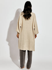 Mid Length Balloon Sleeve Knitted Cardigan