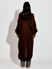 Balloon Sleeves Knitted Open Cardigan