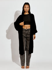 Mid Length Balloon Sleeve Knitted Cardigan