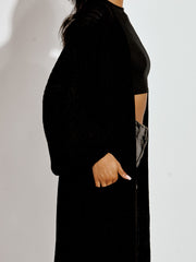 Mid Length Balloon Sleeve Knitted Cardigan