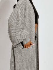 Mid Length Balloon Sleeve Knitted Cardigan