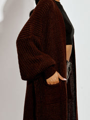 Mid Length Balloon Sleeve Knitted Cardigan