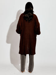 Mid Length Balloon Sleeve Knitted Cardigan