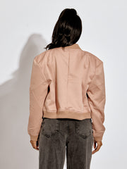 Satin Finish Cropped Bomber Jacket