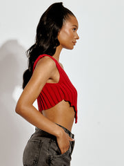 Asymmetric Hem Knitted Vest Crop Top
