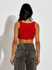 Asymmetric Hem Knitted Vest Crop Top