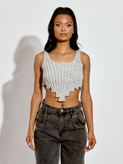 Asymmetric Hem Knitted Vest Crop Top