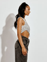 Asymmetric Hem Knitted Vest Crop Top