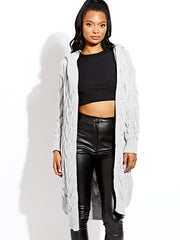 Cable Knit Detail Hooded Cardigan