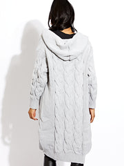 Cable Knit Detail Hooded Cardigan