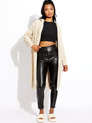 Cable Knit Detail Hooded Cardigan