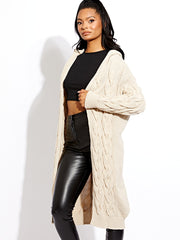 Cable Knit Detail Hooded Cardigan