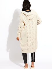 Cable Knit Detail Hooded Cardigan