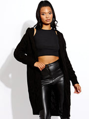 Cable Knit Detail Hooded Cardigan