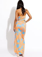 Floral Bandeau Crop Top & Twist Knot Maxi Skirt Coord