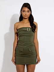 Bandeau Cargo Dress With Belt Detail
