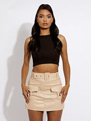 Faux Leather Skort With Matching Belt