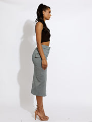 Falda midi de estilo de carga con cinturón a juego