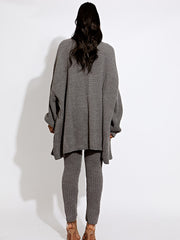 Coordenina de cárdigan y legging de punto acanalado