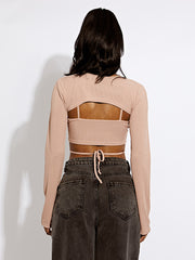 2 Piece Tie Knot Ribbed Crop Top