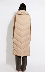 Turtle Neck Hooded Longline Padded Gilet