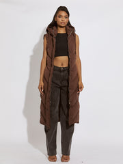 Turtle Neck Hooded Longline Padded Gilet