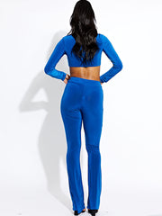 Long Sleeve Ring Detail Crop Top & Trouser Co-ord