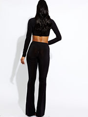 Long Sleeve Ring Detail Crop Top & Trouser Co-ord