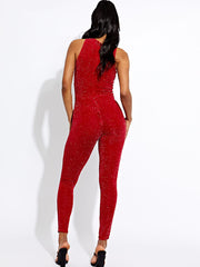 Horseshoe Buckle Detail Lurex Jumpsuit