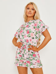 Floral Print Self Tie Dress