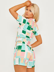 Traje de juegos de estilo blazer geo impreso