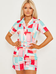 Traje de juegos de estilo blazer geo impreso