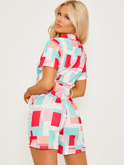 Traje de juegos de estilo blazer geo impreso