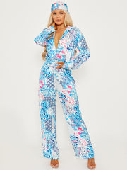 Printed Satin Jumpsuit With Matching Bandana