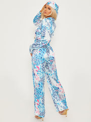 Printed Satin Jumpsuit With Matching Bandana