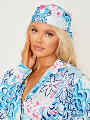 Printed Satin Jumpsuit With Matching Bandana