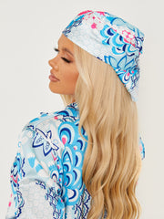 Printed Satin Jumpsuit With Matching Bandana