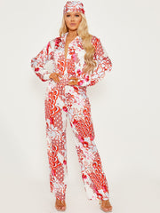 Printed Satin Jumpsuit With Matching Bandana