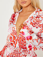 Printed Satin Jumpsuit With Matching Bandana