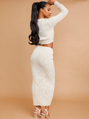 Cable Knit Crop Top & Maxi Skirt Co-ord