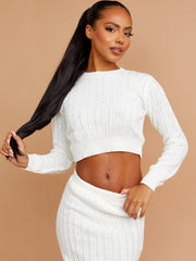 Cable Knit Crop Top & Maxi Skirt Co-ord