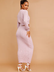 Cable Knit Crop Top & Maxi Skirt Co-ord