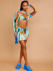 Gesneden Twist Front Crop Top & Rok-coöperatie