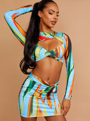 Gesneden Twist Front Crop Top & Rok-coöperatie