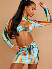 Gesneden Twist Front Crop Top & Rok-coöperatie