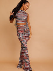 Coordenadora de pantalones ruchados con múltiples colores