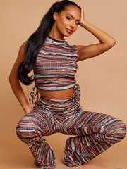 Coordenadora de pantalones ruchados con múltiples colores