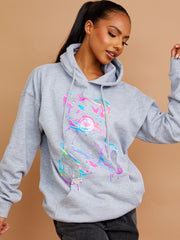 Colour Drip Teddy Graphic Print Hoodie