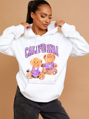 California Teddy Graphic Print Hoodie